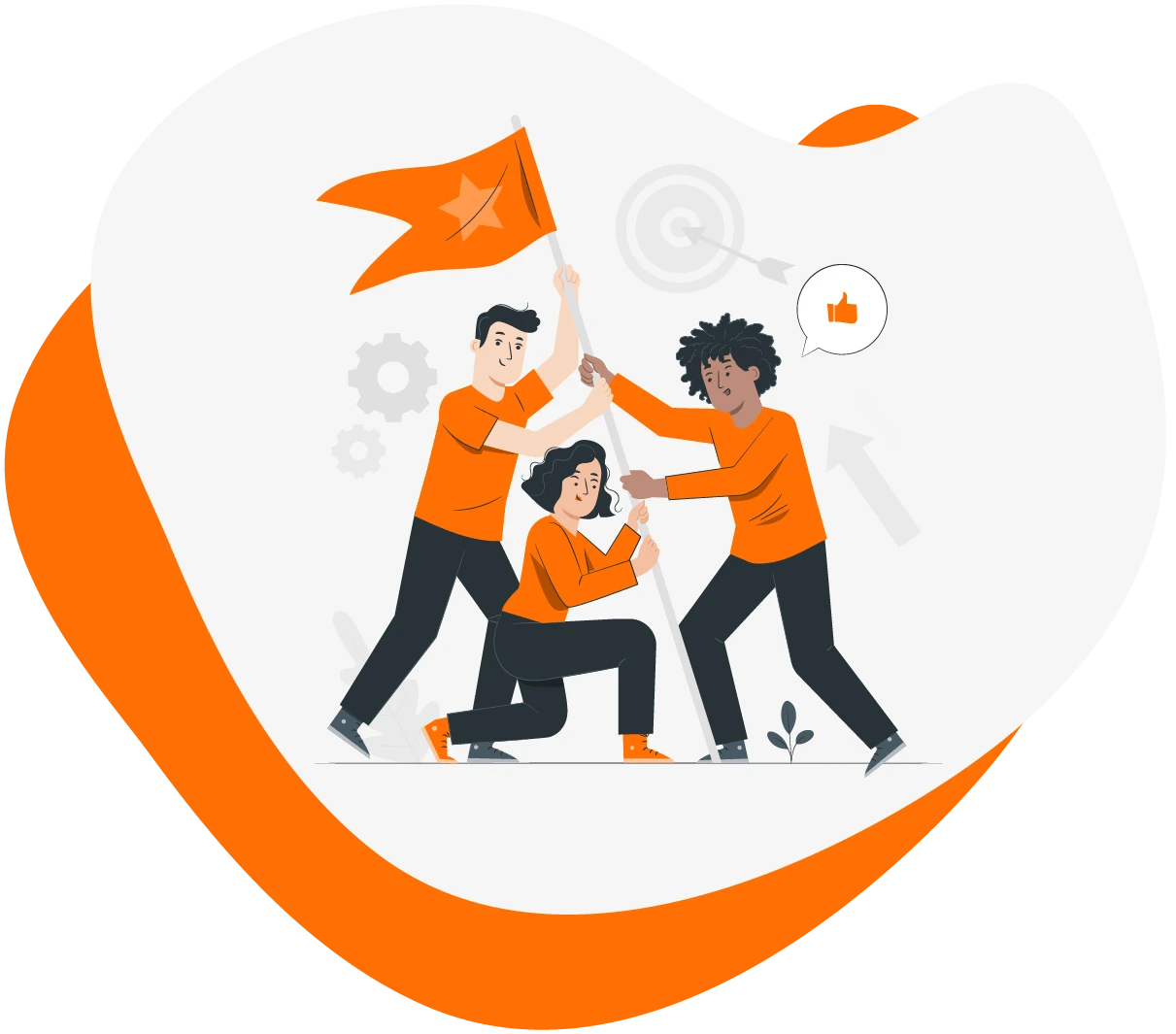 Illustration of a sales team celebrating a win