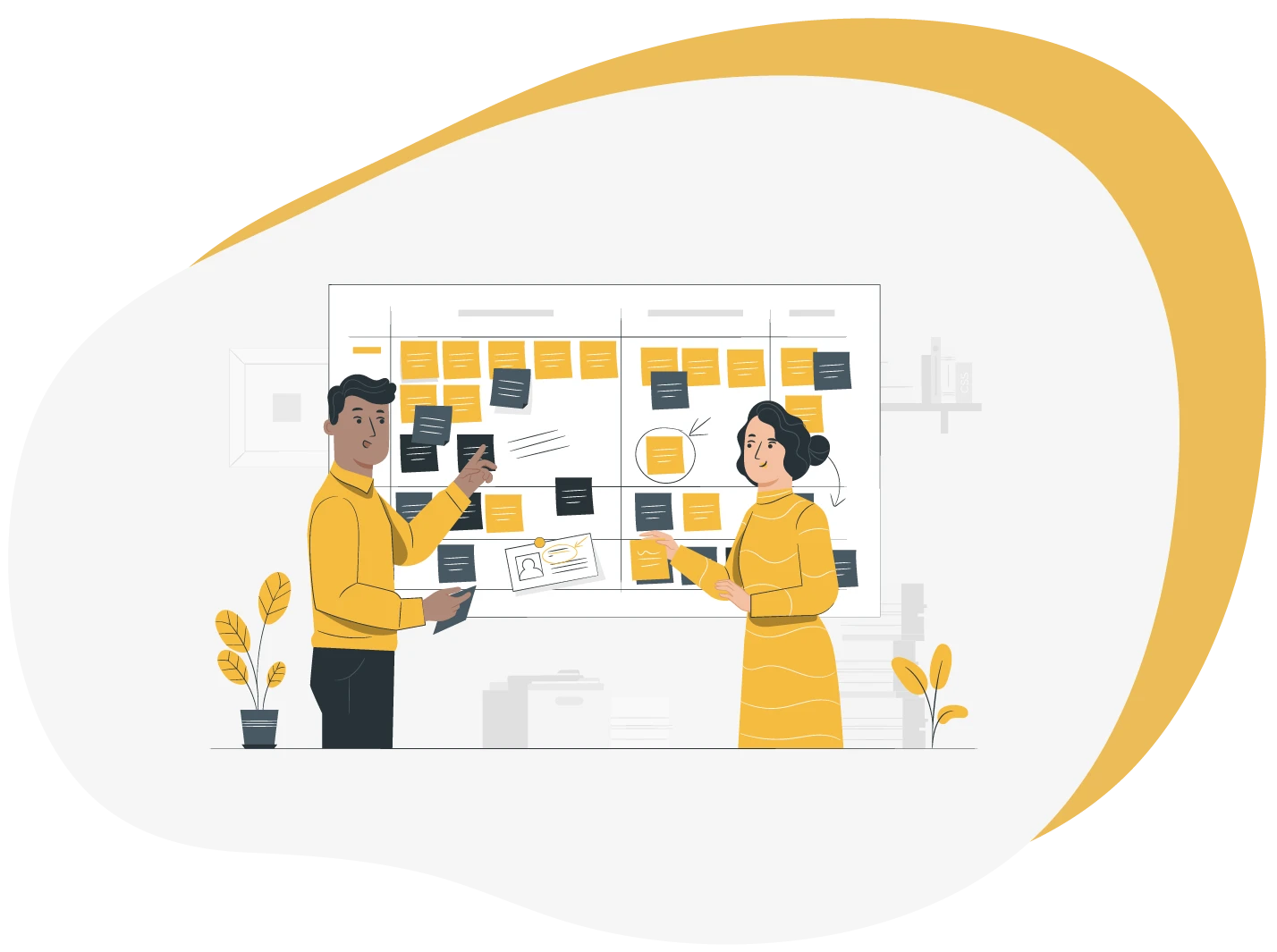 Illustration of a team mapping out a project plan