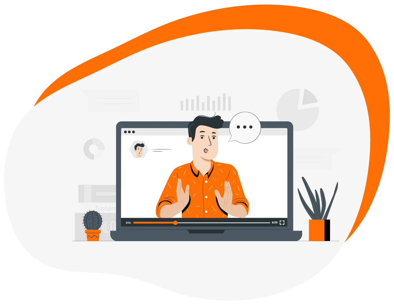 Illustration of Tom coaching a client over a video call