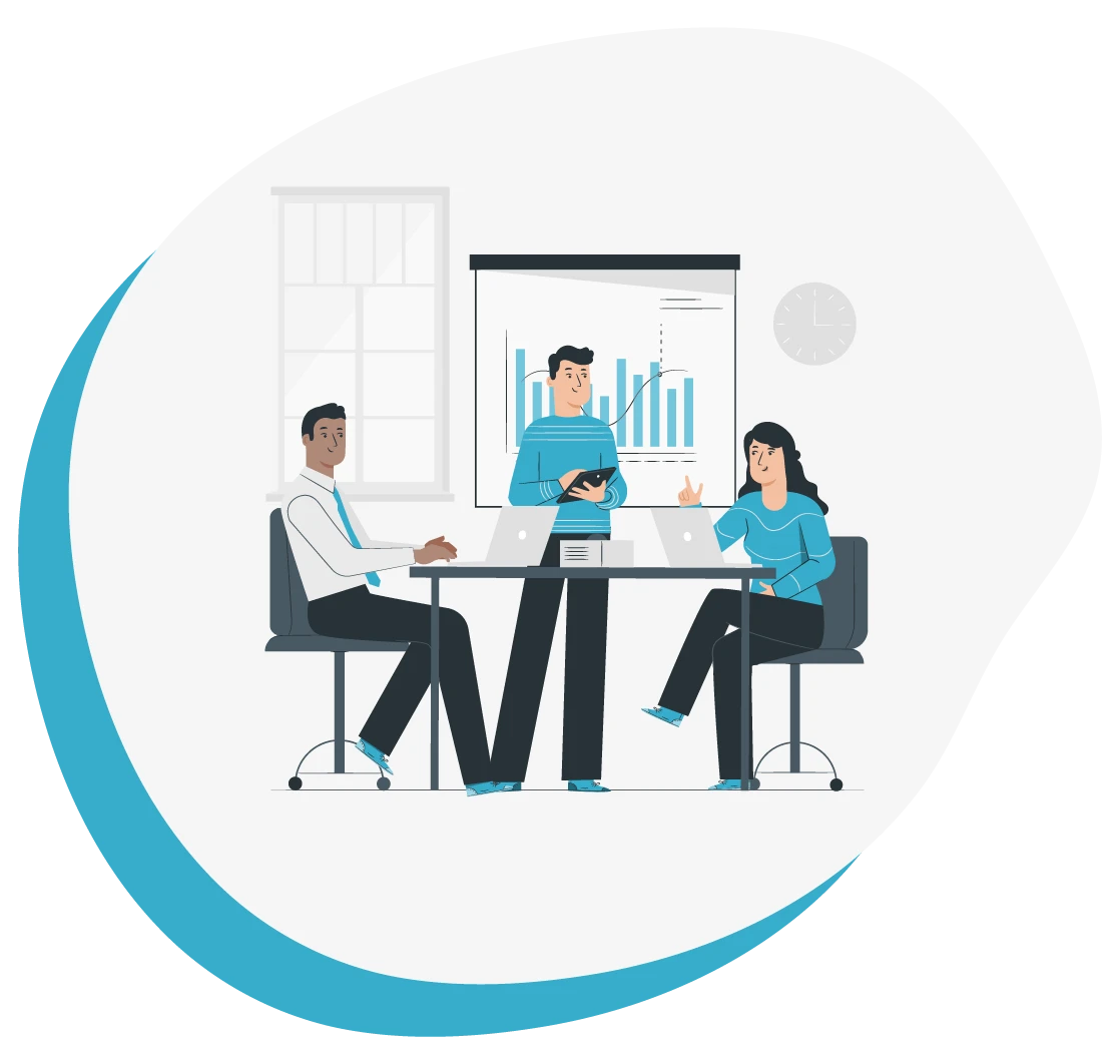 Illustration of a revenue leader reviewing growth charts
