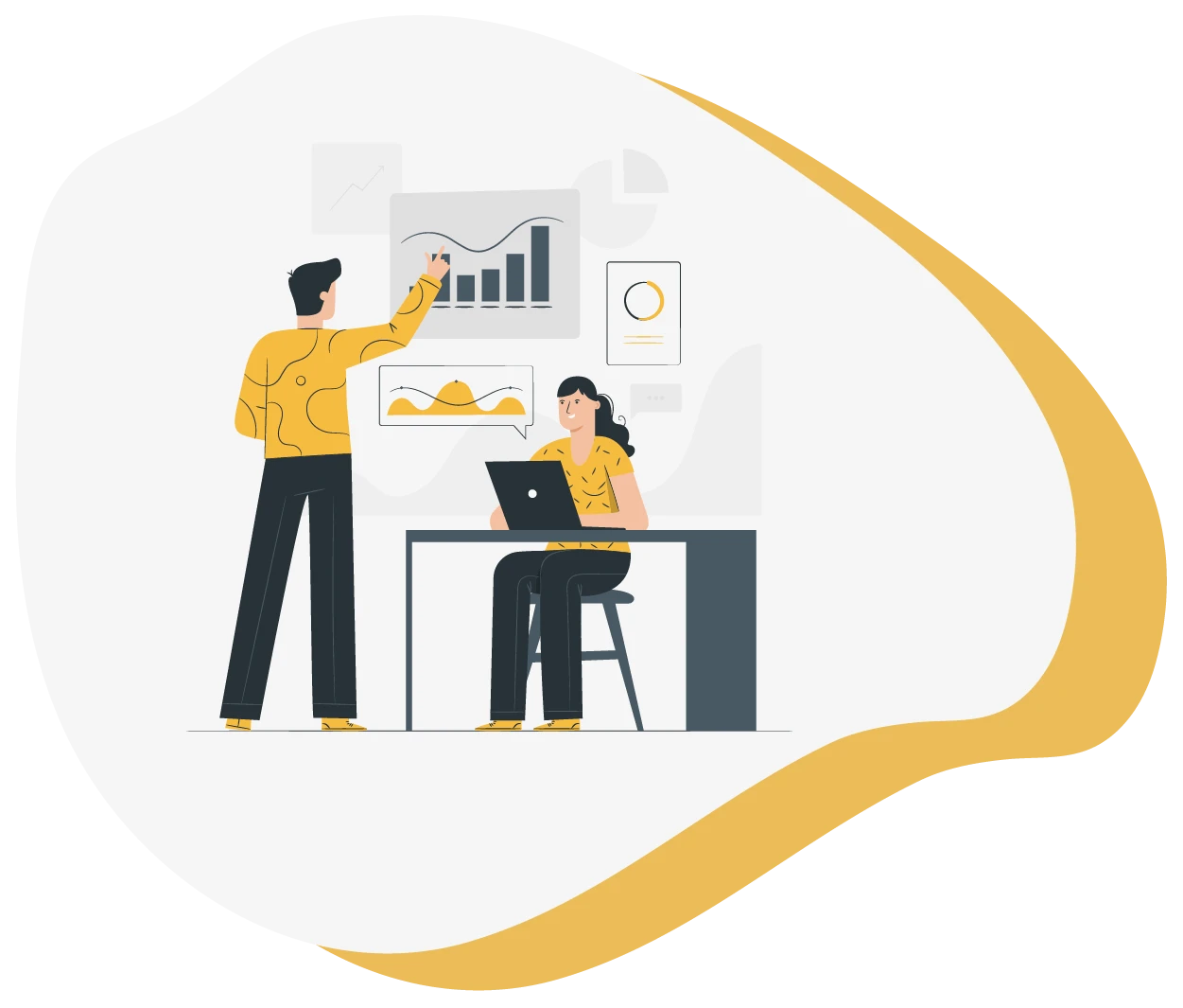 Illustration of a team planning a project on a board
